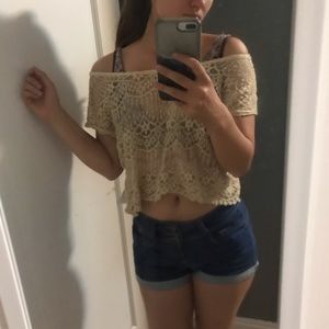 F21 Cropped lace shirt